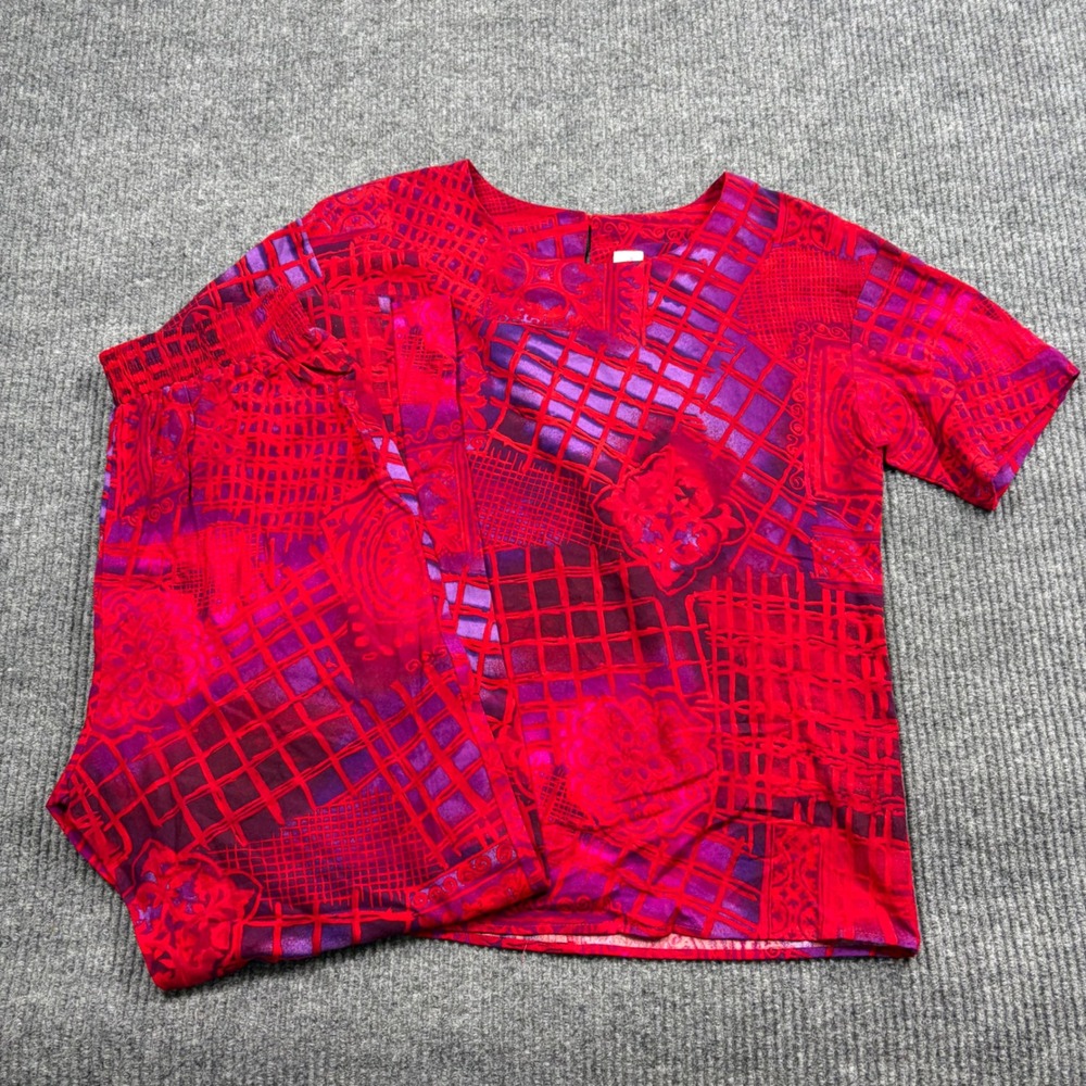 Norton McNaughton Set Womens 6 2 Piece Set Red Purple Abstract Vintage USA Made